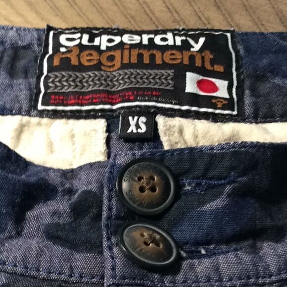 Superdry Regiment Blue Camo Cargoshorts pockets XS - Picture 9 of 13